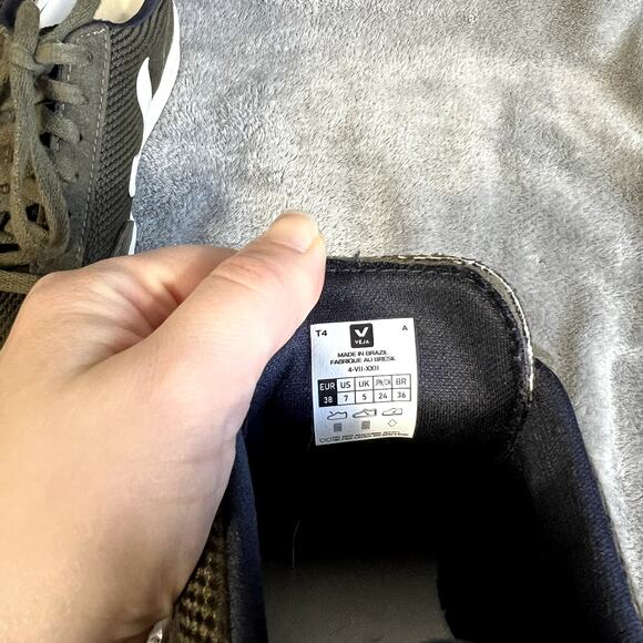 Veja V-10 Suede Sneakers Olive Green Women's 7 Low Top White Trainer Sustainable - Picture 5 of 9